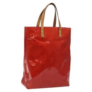 LOUIS VUITTON Monogram Vernis Reade MM Hand Bag Red Rouge M91086